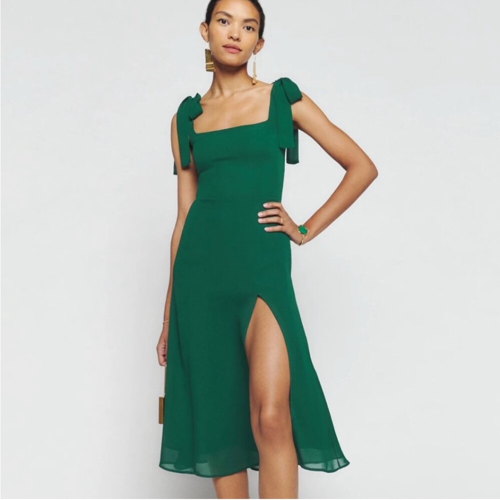 Reformation Twilight Midi Emerald Dress